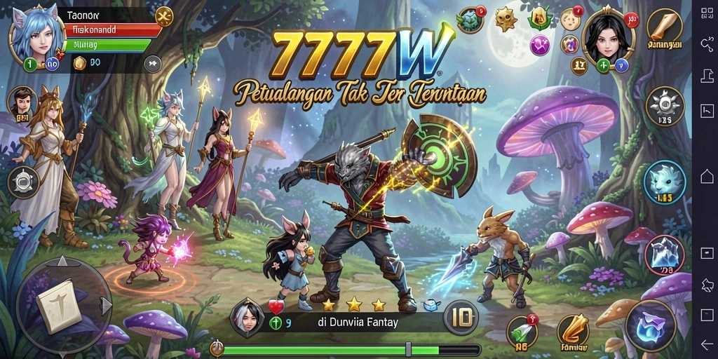 Screenshot gameplay 7777W menampilkan karakter utama dalam aksi petualangan.