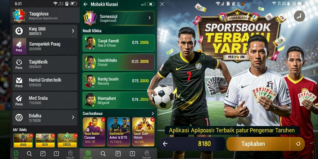 Tampilan antarmuka aplikasi 8180 saat permainan Sportsbook berlangsung.