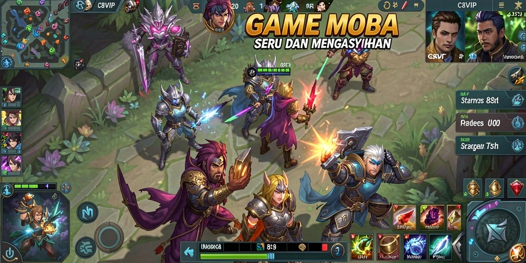 Screenshot gameplay C8VIP yang menunjukkan pertarungan seru antara karakter.