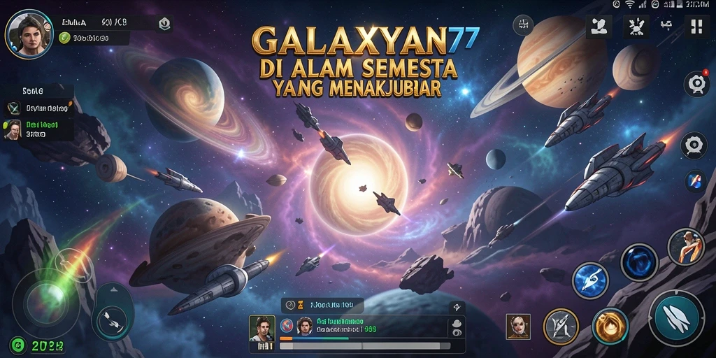 Tampilan gameplay GALAXY77 di luar angkasa yang menakjubkan.