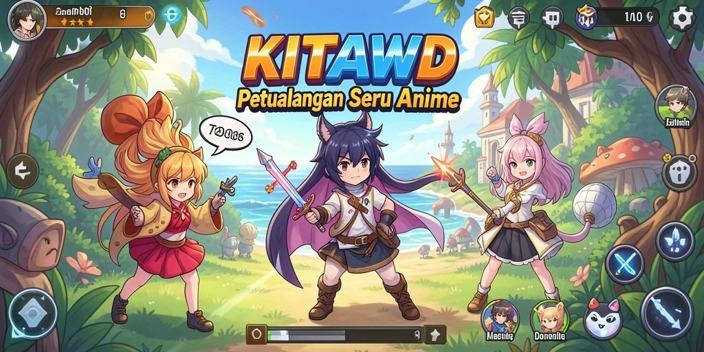 Tampilan dinamis dari gameplay KITAWD dengan karakter Anime.