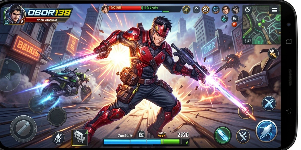 Screenshot gameplay OBOR138 menampilkan aksi intens dan grafis menakjubkan.