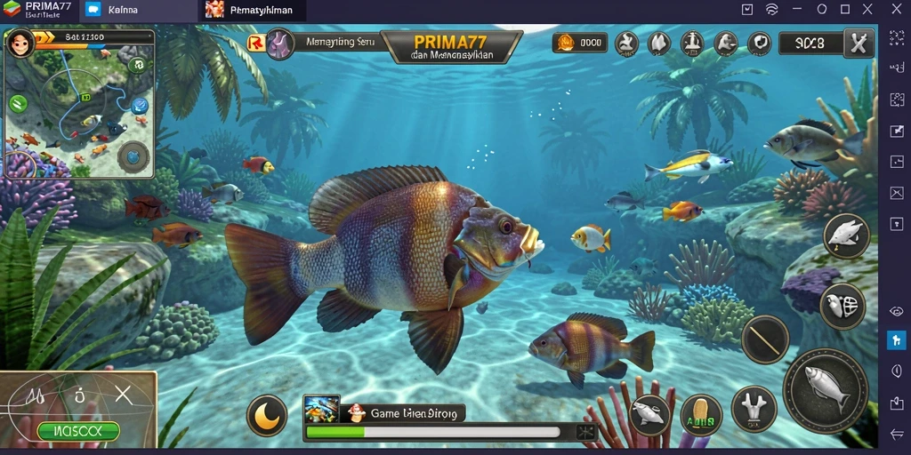 Screenshot utama PRIMA77 menampilkan gameplay Fishing yang mendebarkan.