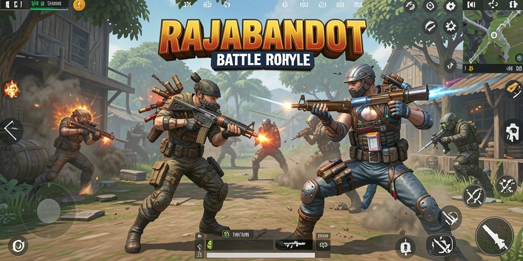 Screenshot tampilan gameplay seru di RAJABANDOT Battle Royale.