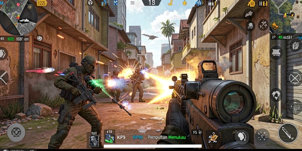 Menggambarkan aksi intens dalam gameplay RP99 yang memukau.