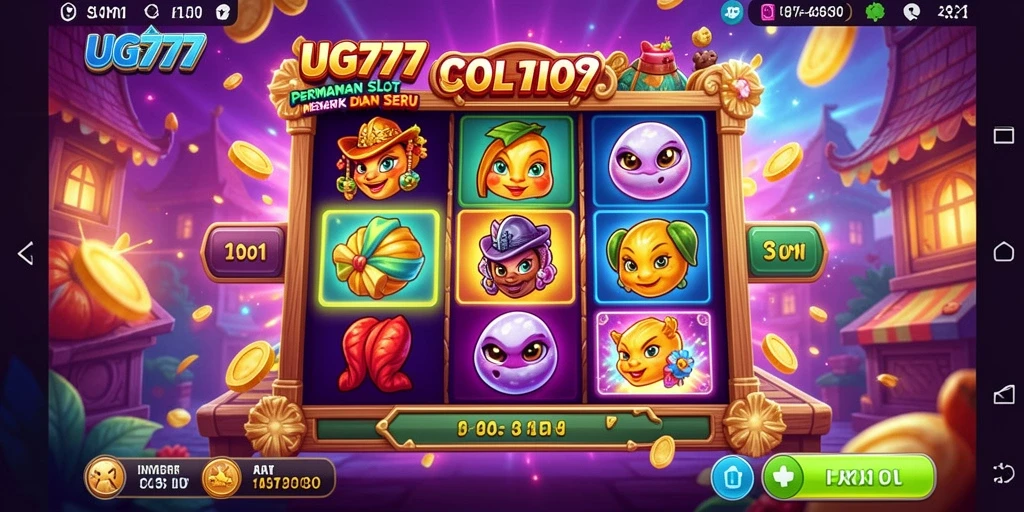 Tampilan gameplay yang memukau dalam UG777 dengan mesin Slot yang berwarna-warni.