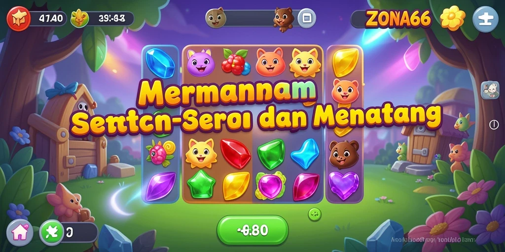 Screenshot ZONA66 menampilkan gameplay Match-3 yang seru dan menantang.